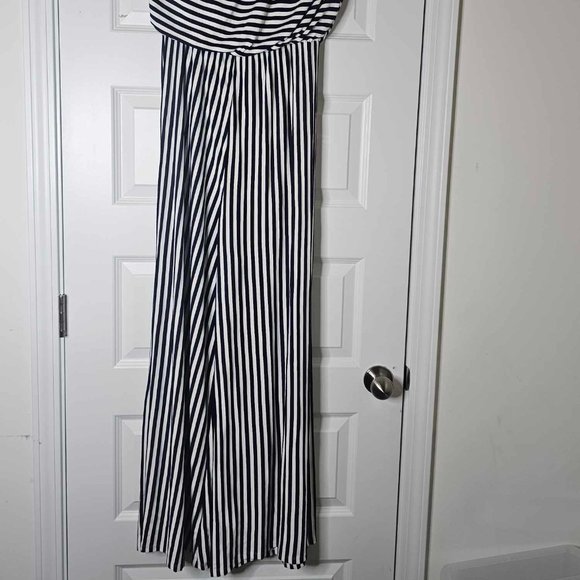 BLOOMING ROSE BLACK AND WHITE STRIPE DRESS ROSE - Picture 2 of 6